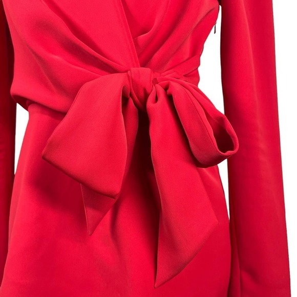 Jay Godfrey Blouse Tie Waist Surplice V-Neck Red 0 - Picture 7 of 12